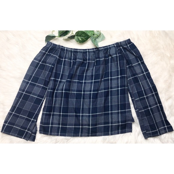 Cloth and Stone Plaid Off Shoulder Top - Picture 2 of 4